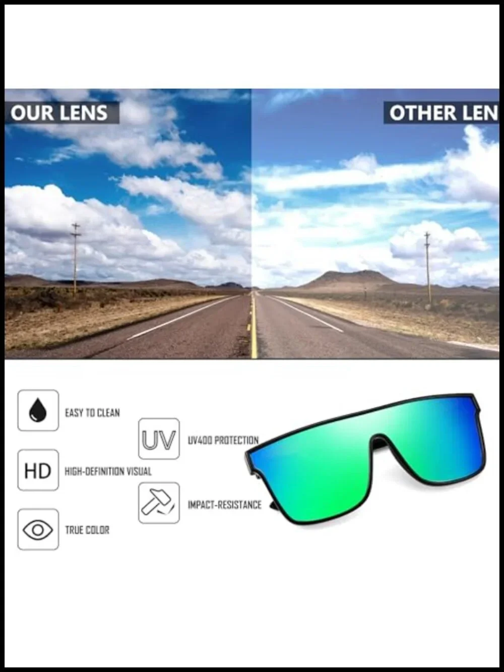 Oversized Square Mirrored Sunglasses UV400 Driving Beach Shades